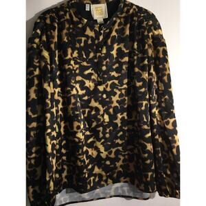 Emily McCarthy Lolli Women's Size Large Tortoise Shell Long Sleeve Blouse Top